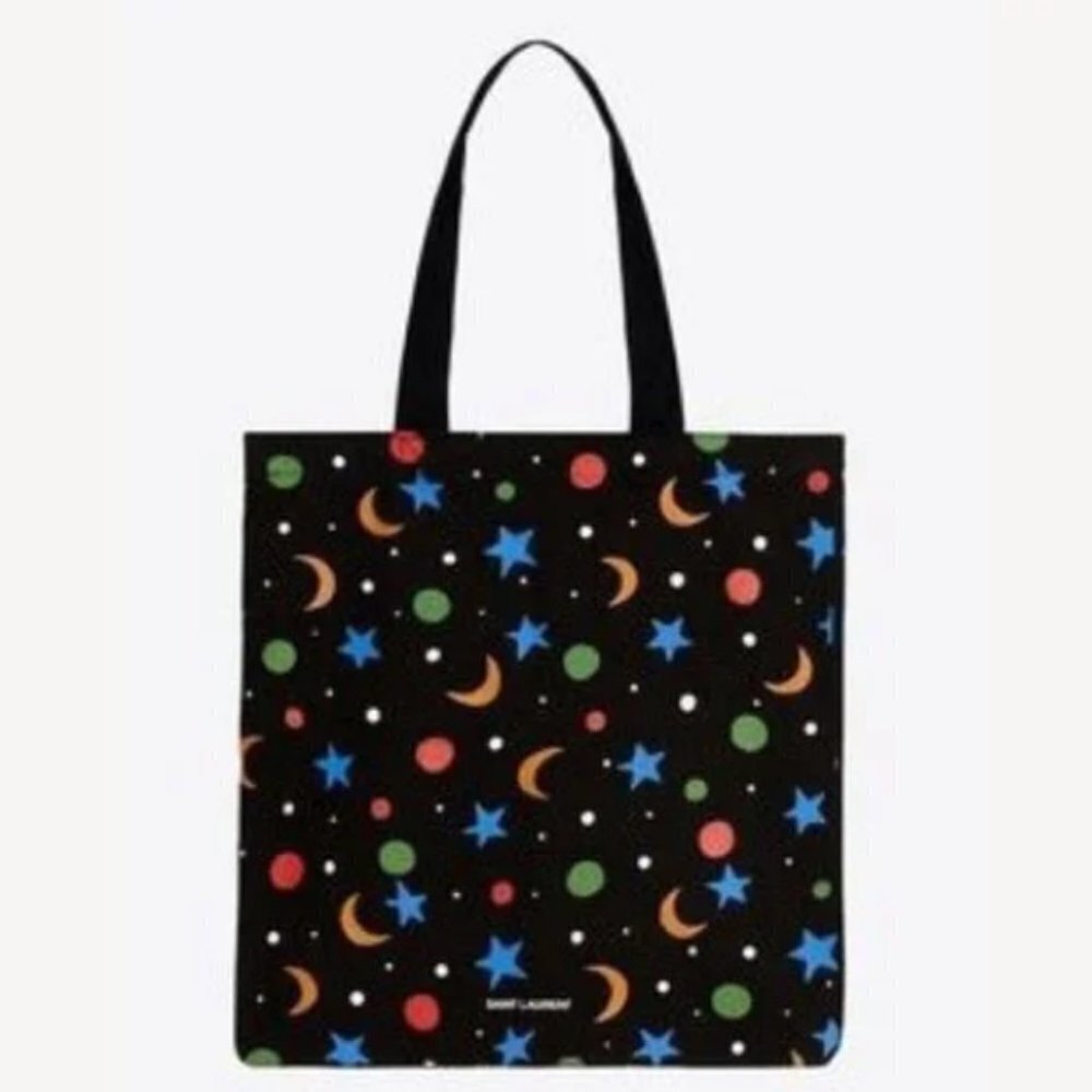 Saint Laurent Women's 100% Cotton Moon Crescent Tote Bag Made in Italy